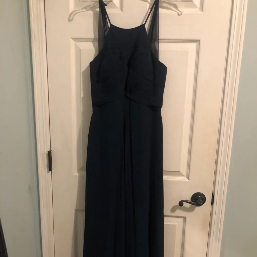 Azazie navy blue bridesmaid/maxi dress - Picture 2 of 6